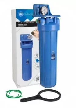 20-zoll-Filtergehäuse BIG BLUE Druckmesser Messinggewinde Montage SET